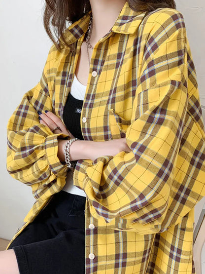 Liora | Oversized Geruit Overhemd