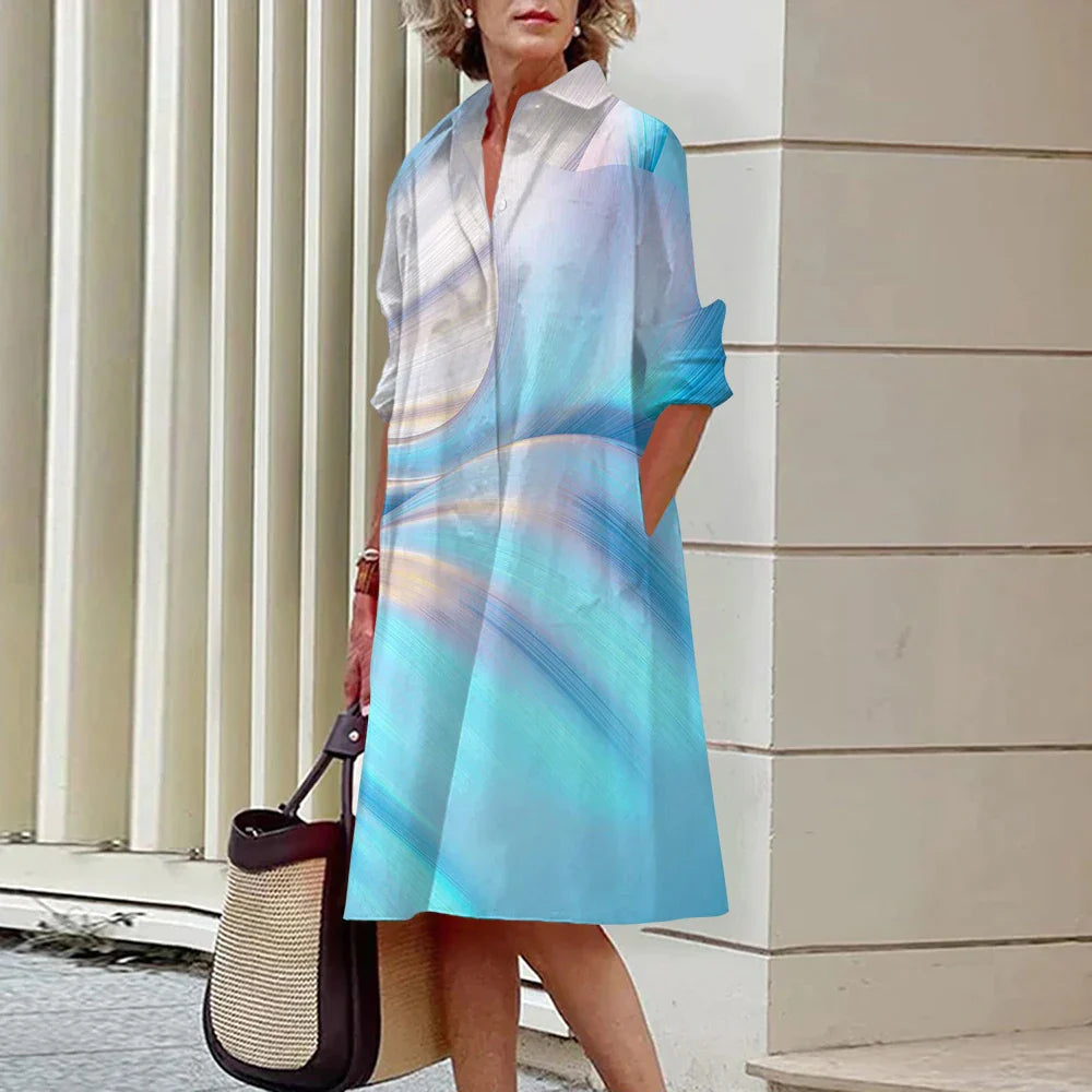 Midi-jurk Lange Mouwen Voor Vrouw Moderne Stijl