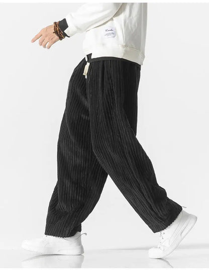 Heren ribgebreide joggingbroek – Relaxed fit met elastische tailleband
