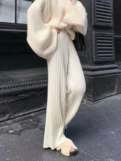 Ruime Gebreide Broek voor Vrouw Polyester Elasthaan Comfortabel