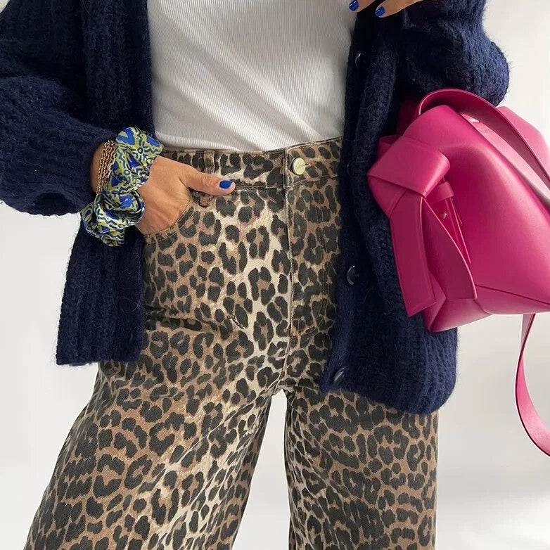 Retro Luipaard Jeans Broek voor Vrouw