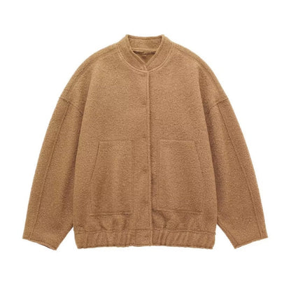 Wollen Mantel Oversized Ronde Hals Knopen Dame - Mode Vibes