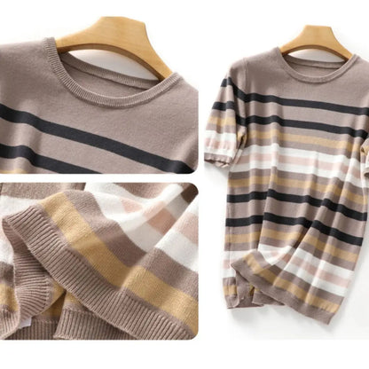 Aurora Chic Zomerse Streep T-Shirt