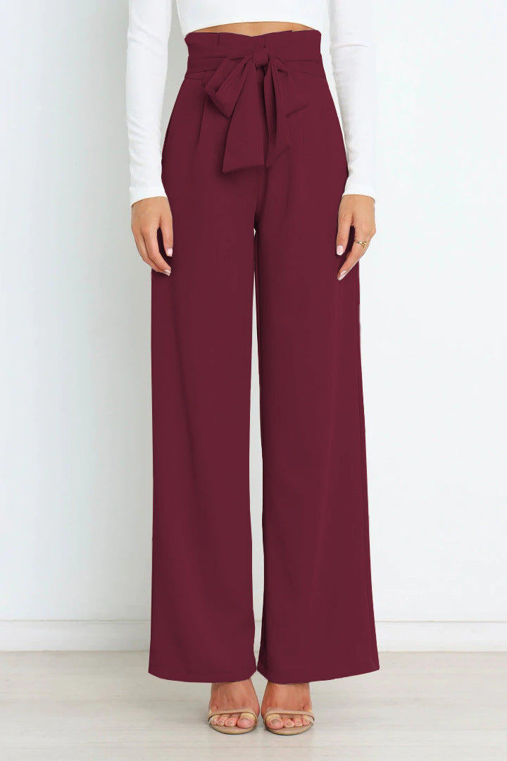 Hoge Broek met Strikceintuur en Wijde Pijpen voor Vrouw