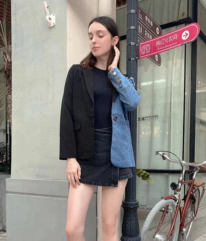 Vintage Denim Patchwork Jas Heren - Mode Vibes
