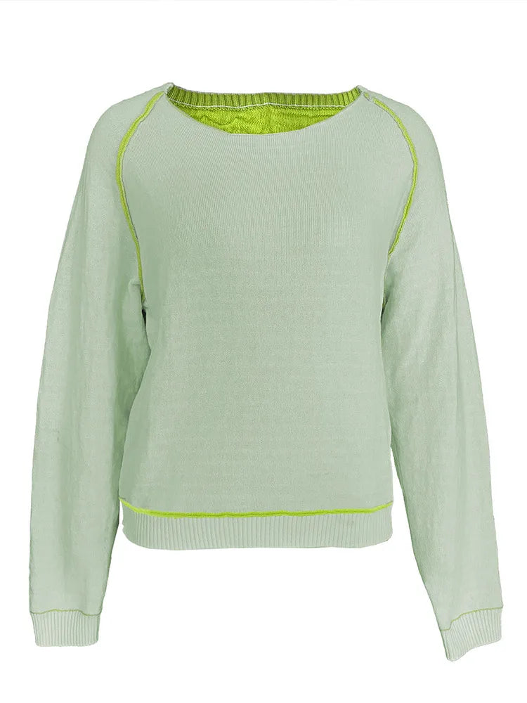 Dames Trui Reversibel Lange Mouwen Ronde Hals