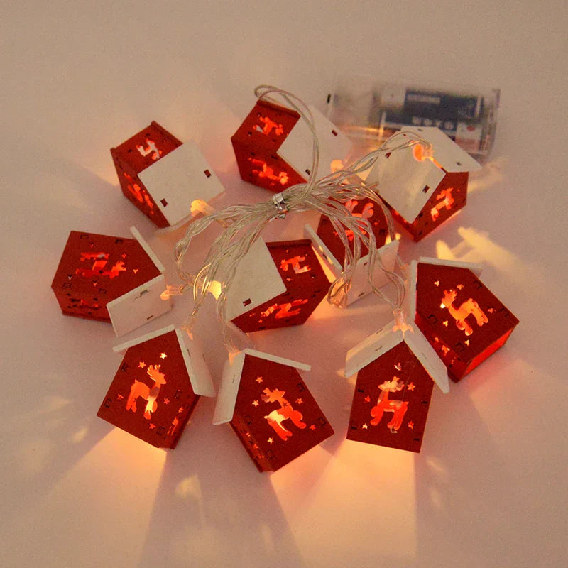 Kersthuisjes Houten LED Verlichting Decoratie