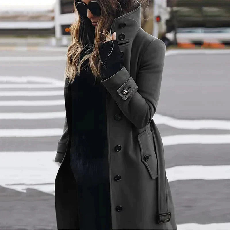 Dame Trenchcoat Hoge Hals Waterdicht
