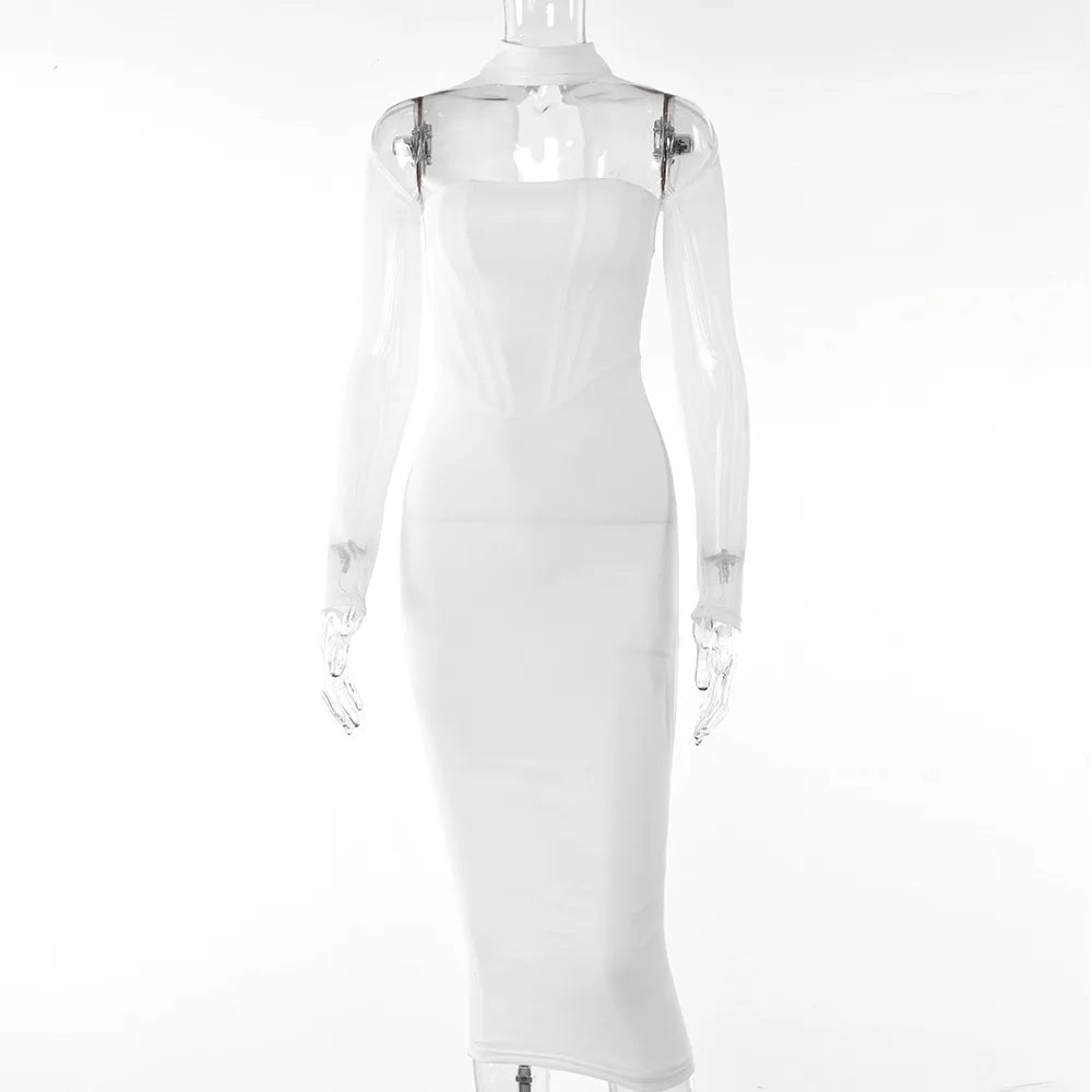 Midi-jurk Lange Mouwen Korset Y2K Stijl