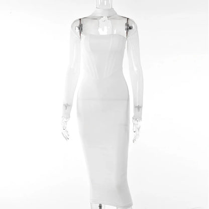 Midi-jurk Lange Mouwen Korset Y2K Stijl