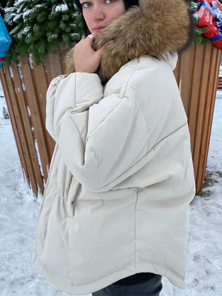 Naspeciaal Raccoon nepbontjas warm vrouwenjas - Mode Vibes