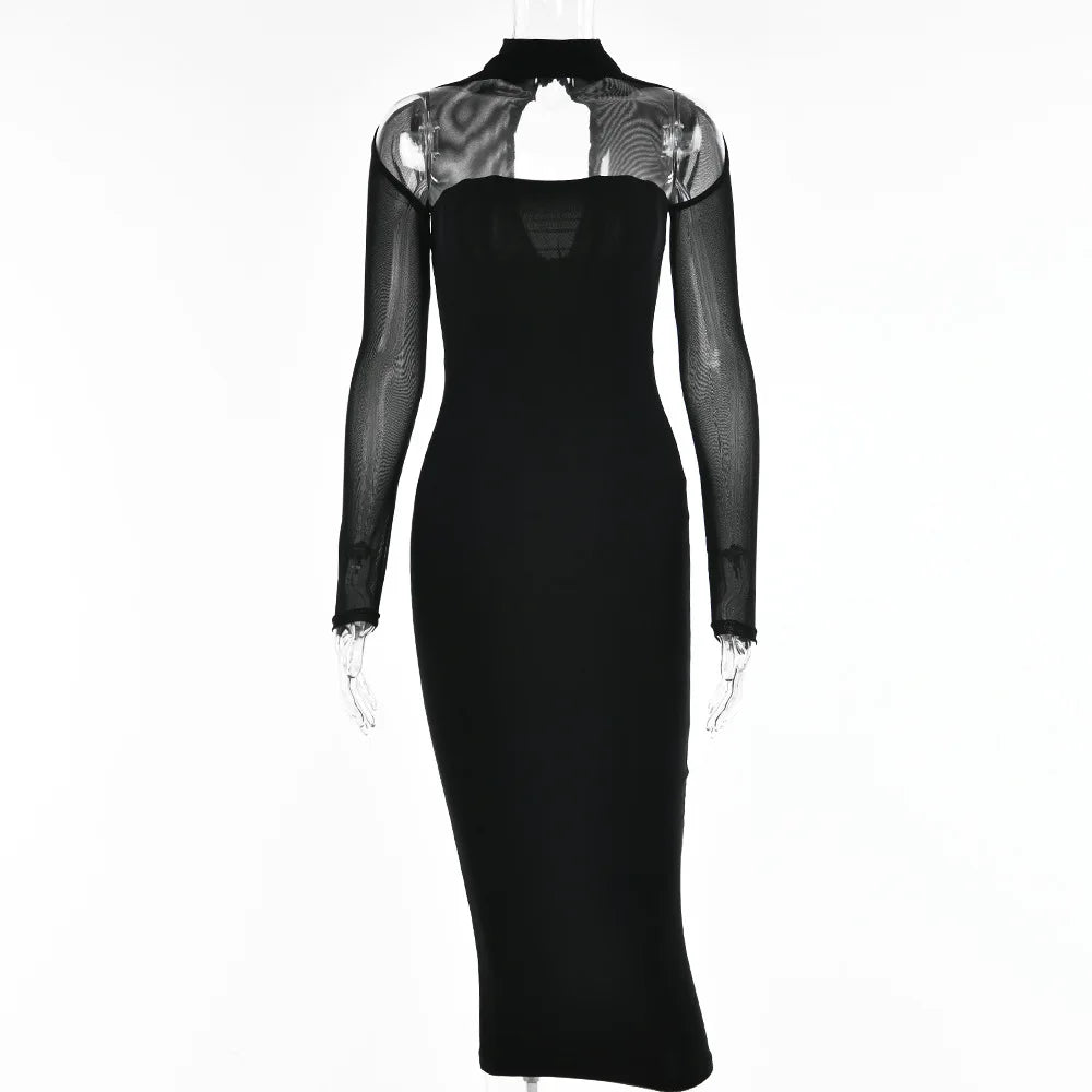 Midi-jurk Lange Mouwen Korset Y2K Stijl