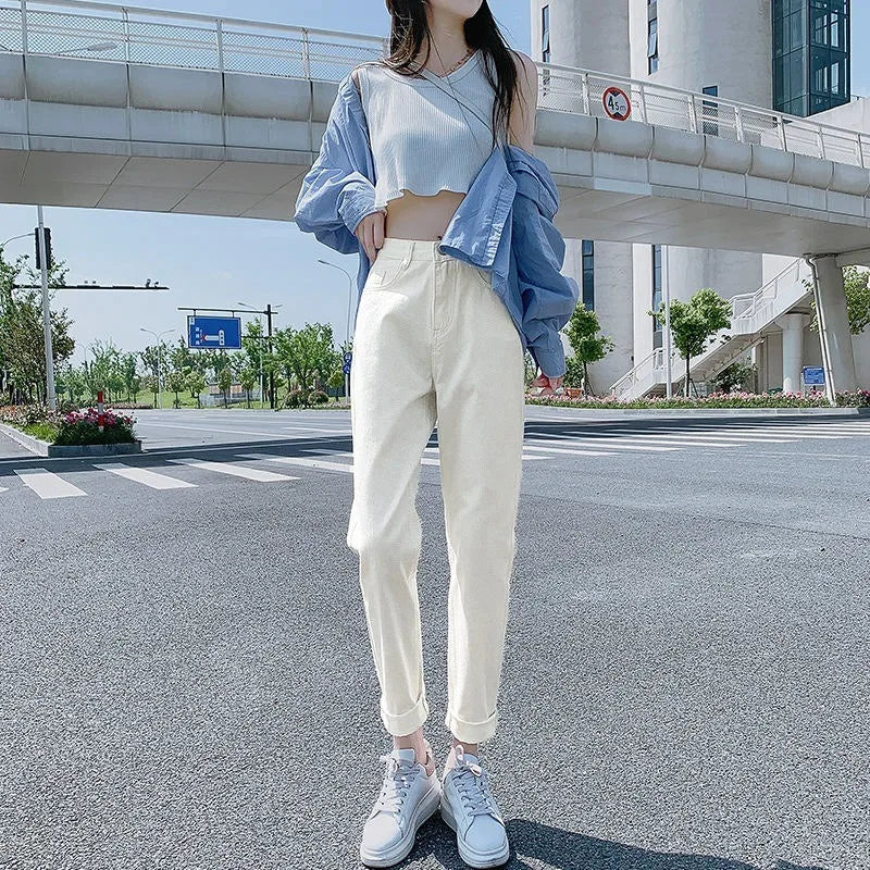 Modieuze Elegantie Vintage Wijde Jeans