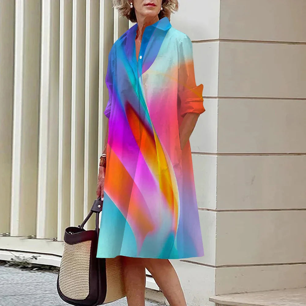 Midi-jurk Lange Mouwen Voor Vrouw Moderne Stijl - Mode Vibes