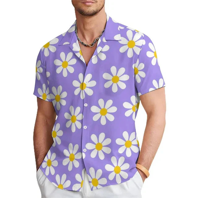 Heren Zomerhemd Bloemenprint Reverskraag Casual Elian