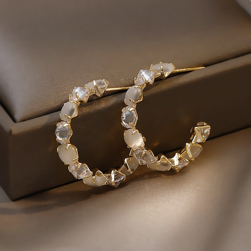 Unieke Oorbellen Set Opal Zilver Kleurrijk - Mode Vibes