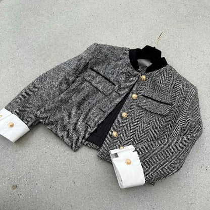 Geruit Jasje met Metalen Knopen Dame Blazer - Mode Vibes