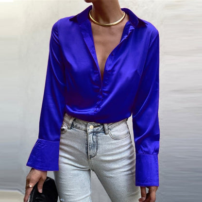 Satin Blouse Vrouwelijk Elegante Bloes voor Ieder Moment