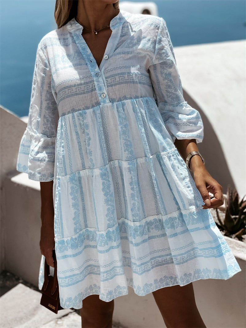 Boho Jurk Zomerse Luchtige Rok met Vrolijk Patroon