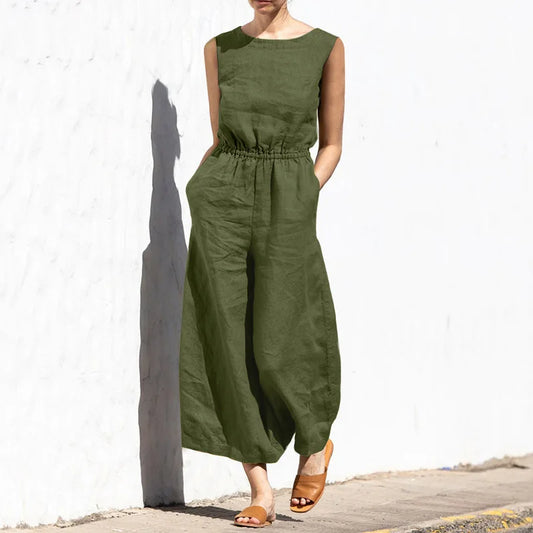 Vrouwelijke Katoenen Jumpsuit Zomer Jurk - Mode Vibes