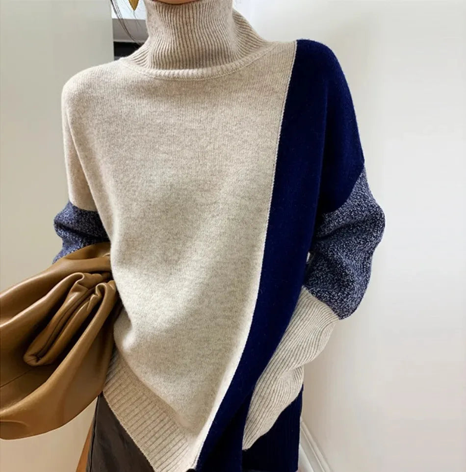 Kleurrijke Patchwork Trui voor Vrouw - Mode Vibes