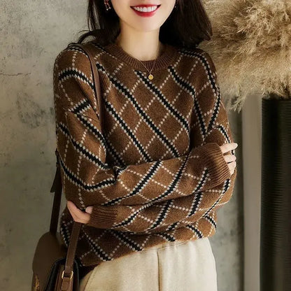 Gebreide Trui Grafisch Model voor Vrouw - Mode Vibes