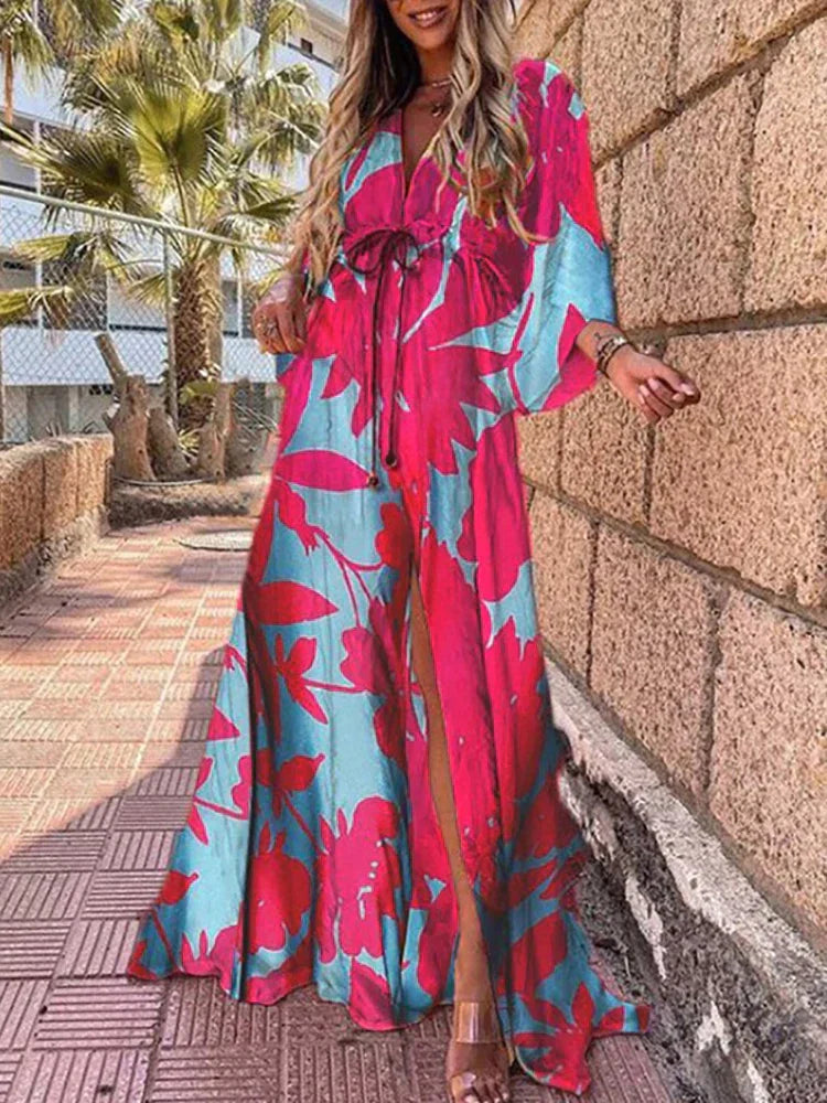 Elegante Bedrukte Strandjurk Zomerjurk Vrouwen