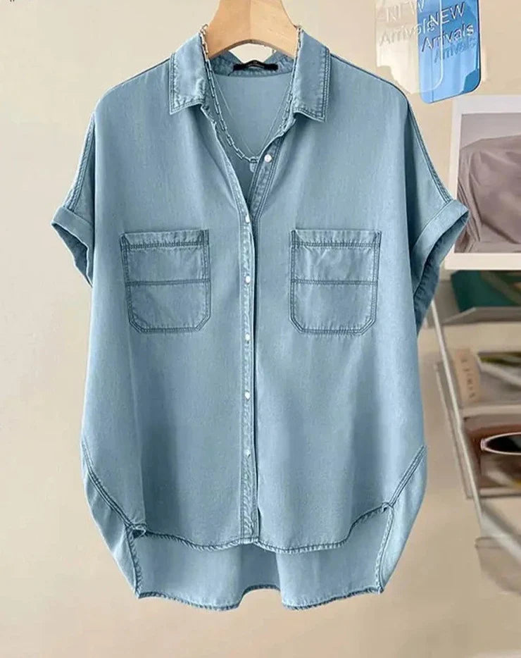 Siera Moda Korte Mouw Denim Blouse
