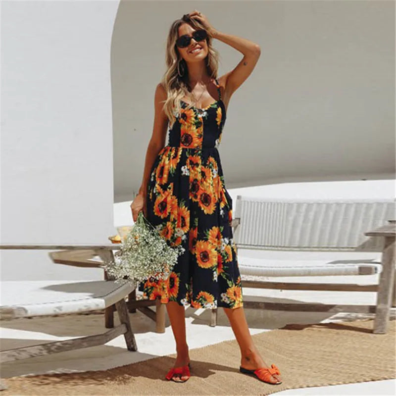 Midi-jurk Zomerse Strandjurk Sexy Vrouwenjurk
