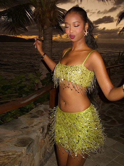Bikini Set Pailletten en Franjes Badmode Strand - Mode Vibes