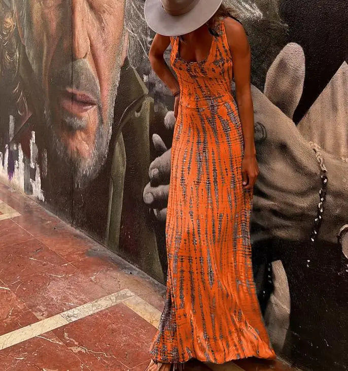 Vrouwelijke Mouwloze jurk Boho Stijl Open Rug