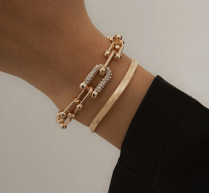 Gouden en Zilveren Armband Set 2-delig