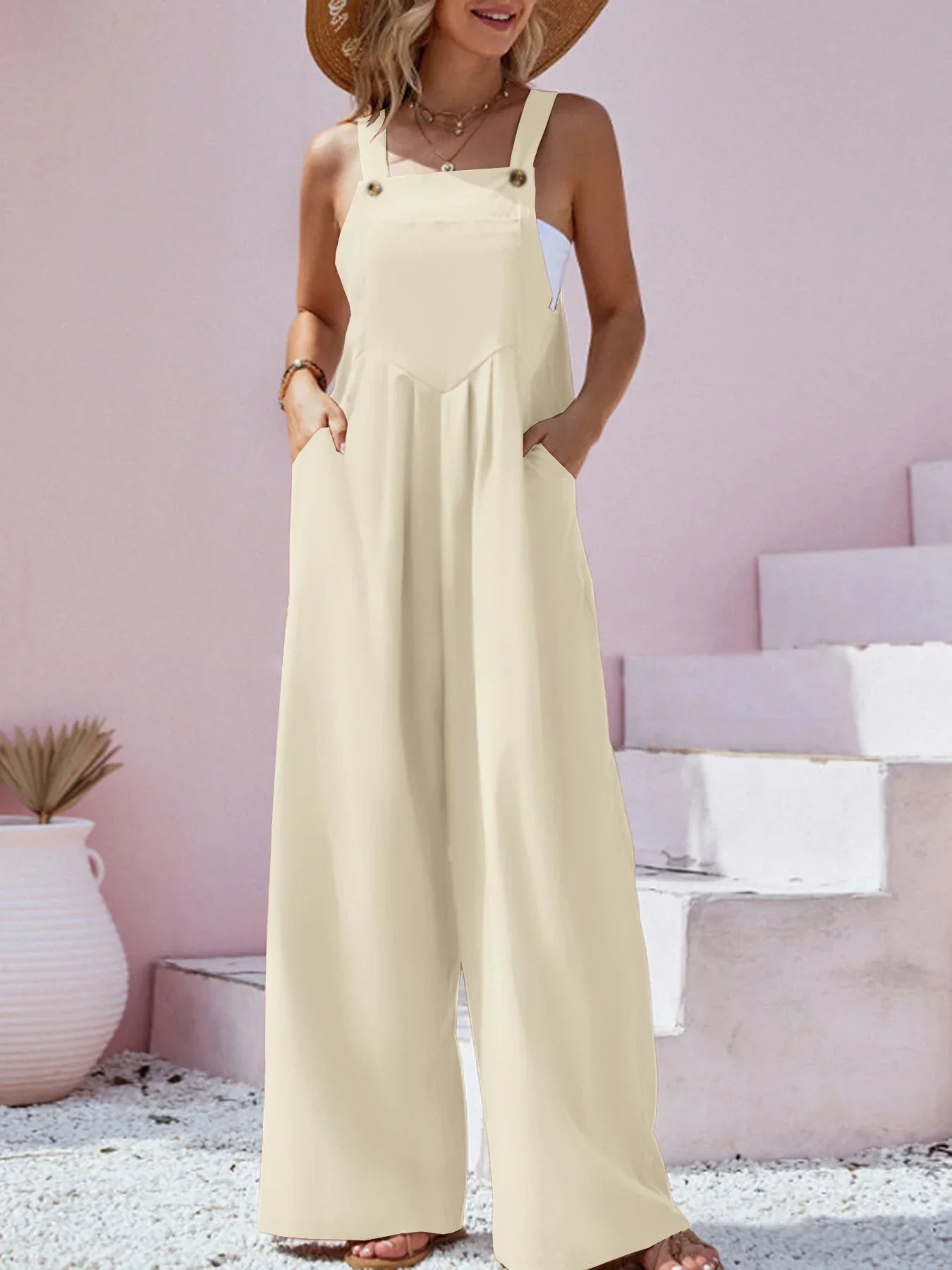 Jumpsuit Wijde Pijpen Zomerjurk Vrouwelijk Comfortabel