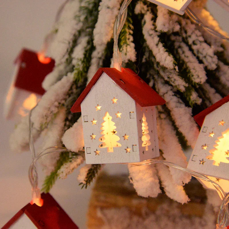 Kersthuisjes Houten LED Verlichting Decoratie