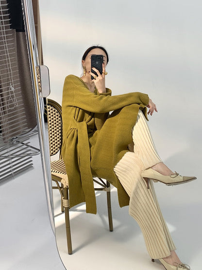 Ruime Gebreide Broek voor Vrouw Polyester Elasthaan Comfortabel