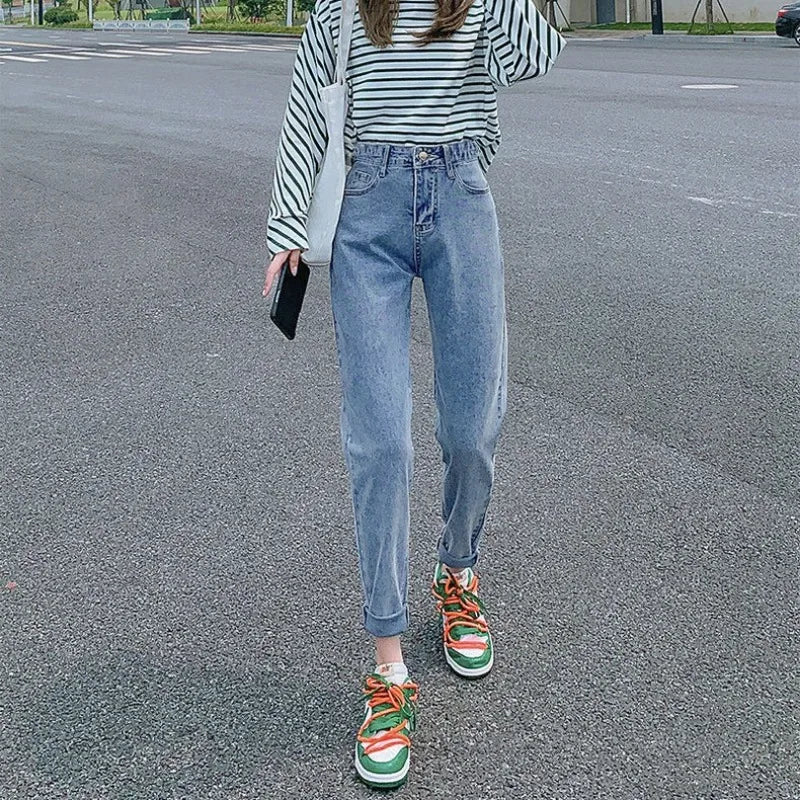 Modieuze Elegantie Vintage Wijde Jeans
