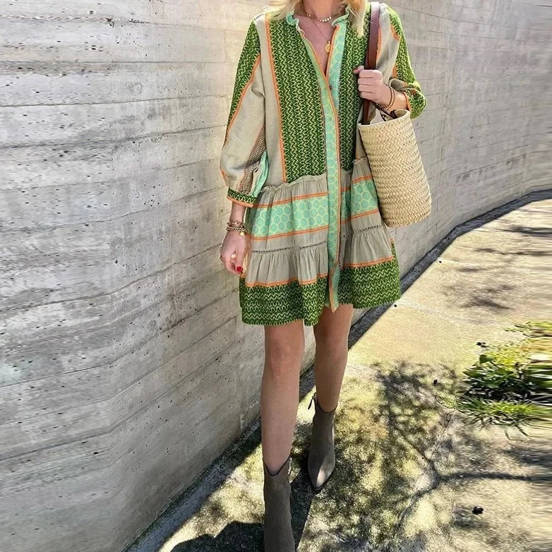 Jurk Met Etnische Print Minirok Zomer Jurkje