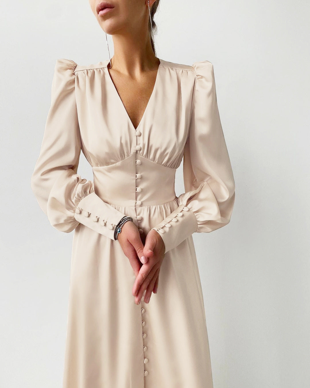 Elegante Satijnen Midi Jurk voor Vrouw