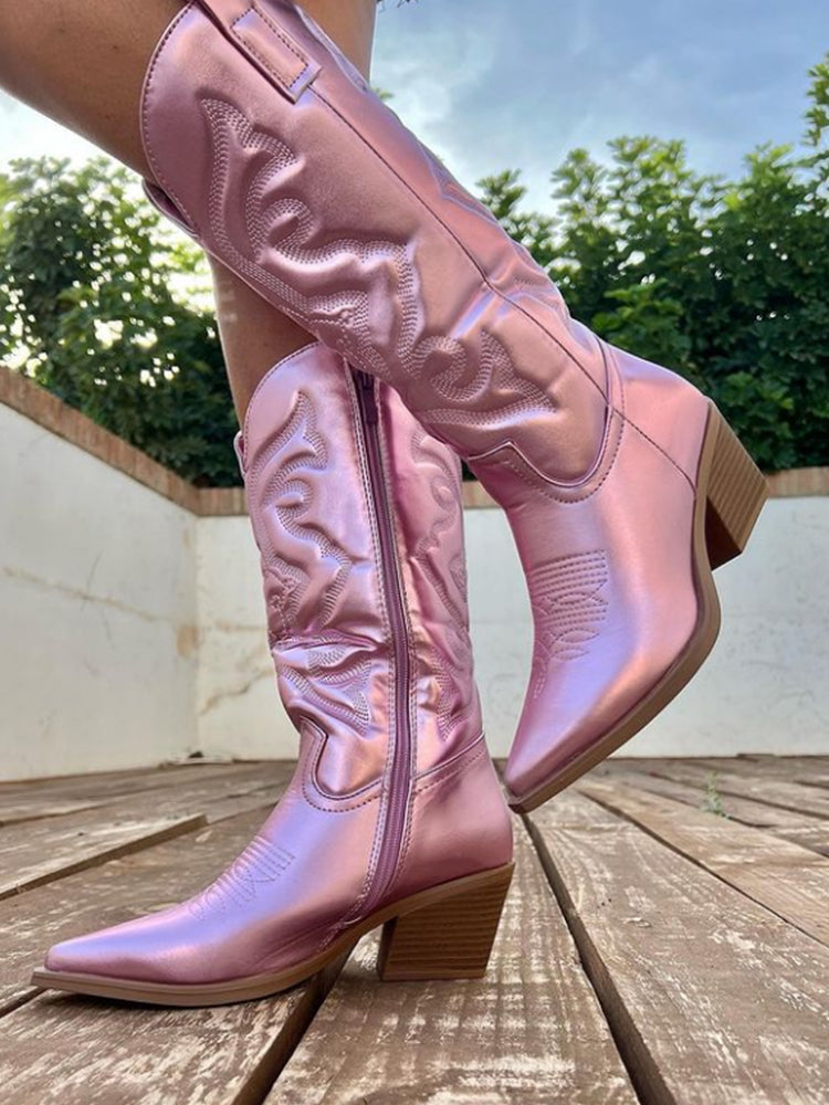 Cowboylaarzen Met Metalen Versiering Country Stijl