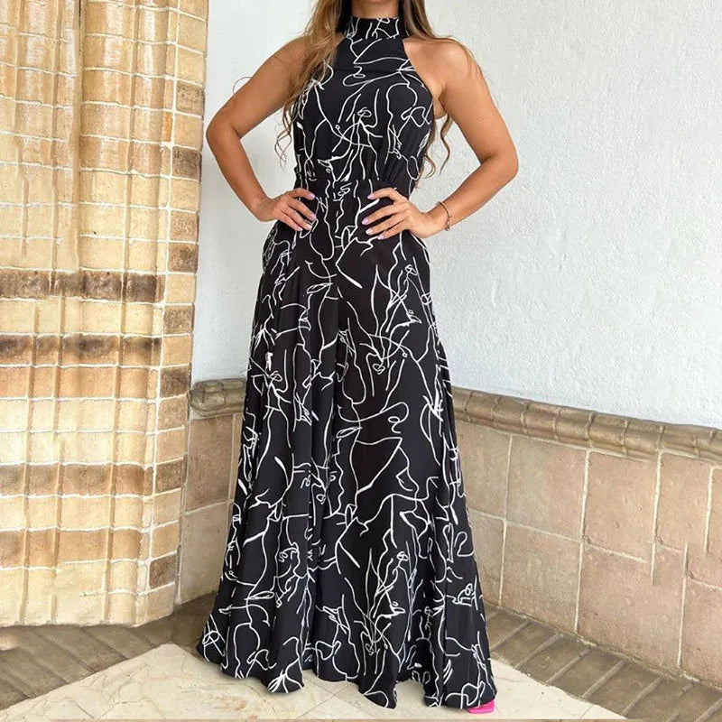 Vrouwelijke Halternek Jumpsuit Elegante Bedrukt