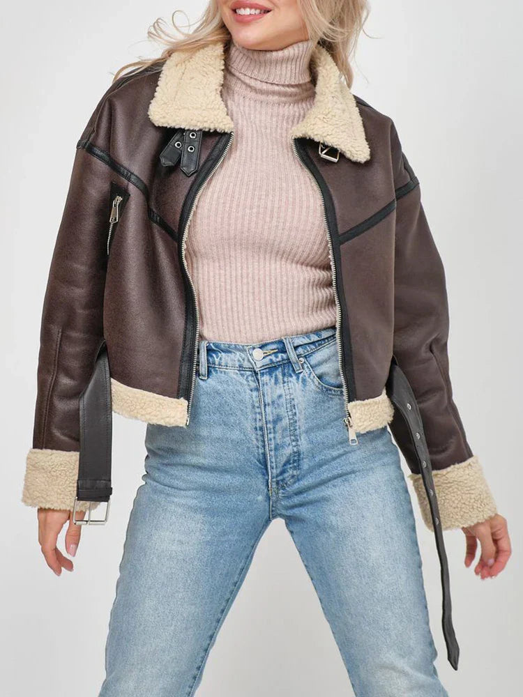 Vrouwen Faux Fur Mantel Zacht Lamswol Look - Mode Vibes