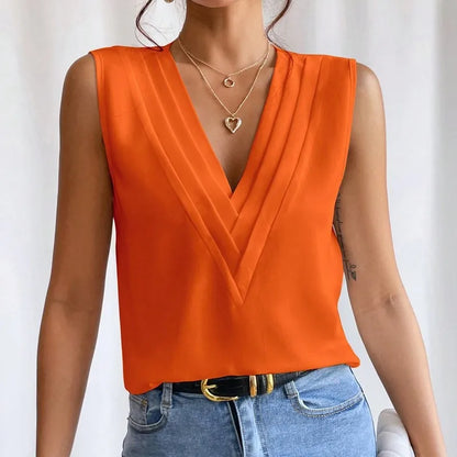 Sherona | Mouwloze zomertop voor dames | Oranje