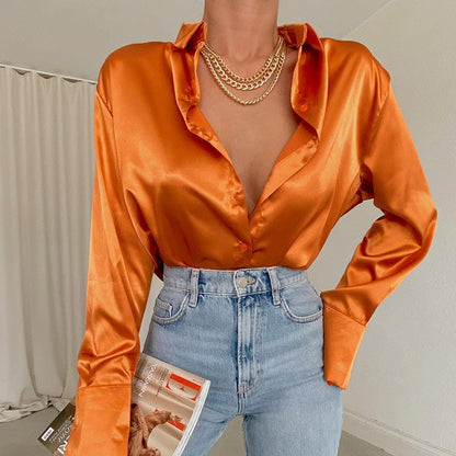 Satin Blouse Vrouwelijk Elegante Bloes voor Ieder Moment