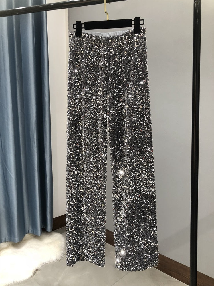 Glitter Broek Glimmend Feestkleding voor Vrouw