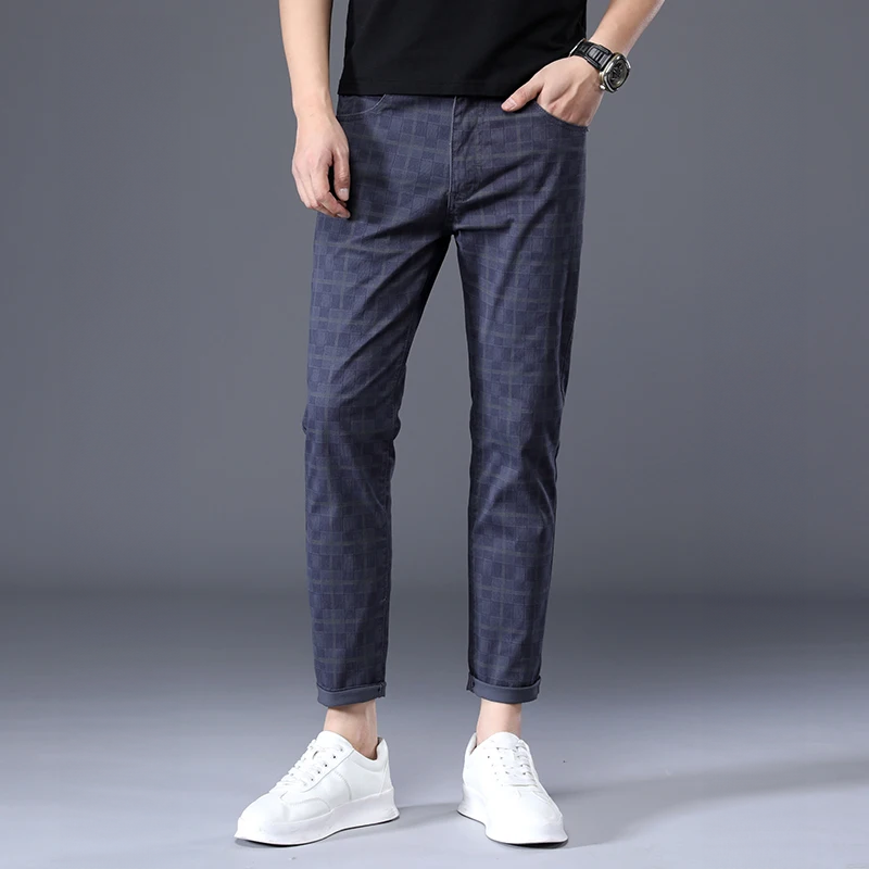 Geruite Broeken Heren Slim Fit Trendy Vrijetijdsbroek