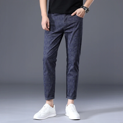 Geruite Broeken Heren Slim Fit Trendy Vrijetijdsbroek