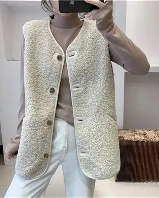 Gilet Anne Wollen Luxe Stijlvol Donkerbruin