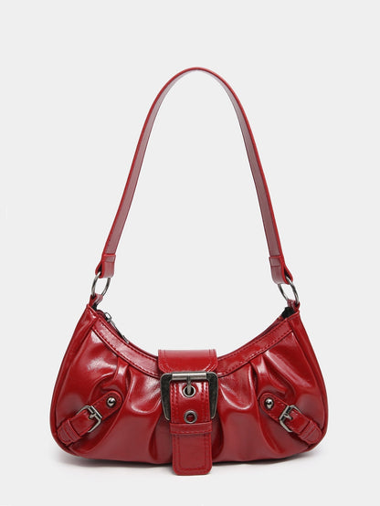 Hobo Bag van Vintage Kunstleer – Met Gesp en Verstelbare Schouderriem