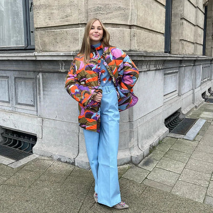 Vrouwelijke Jas Met Meerdere Prints Celeste Stijl - Mode Vibes