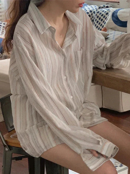 Leana | Oversized Gestreept Shirt Met Lange Mouwen